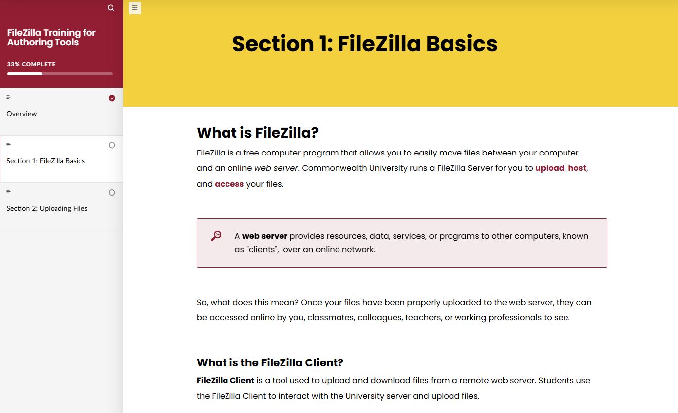 FileZilla software training content